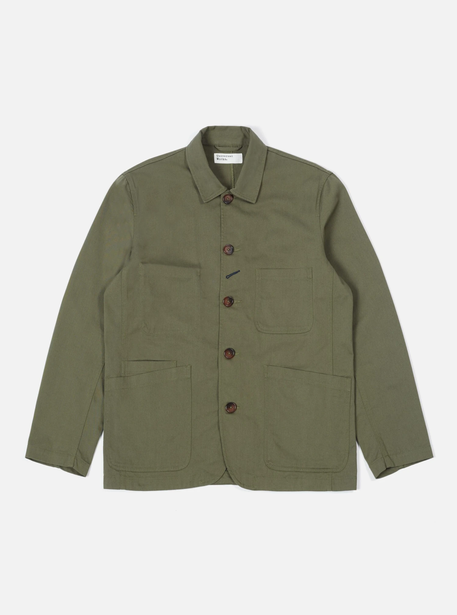 Universal Works Bakers Jacket In Light Olive Twill