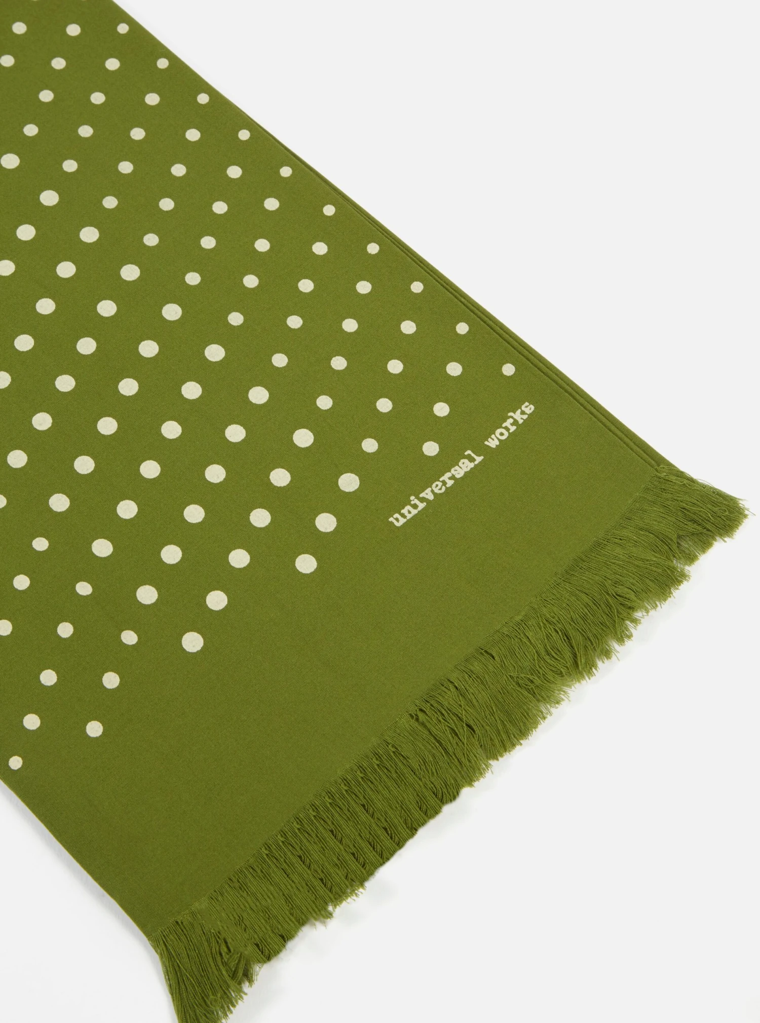 Universal Works Short Scarf In Green Dot Print - Image 2