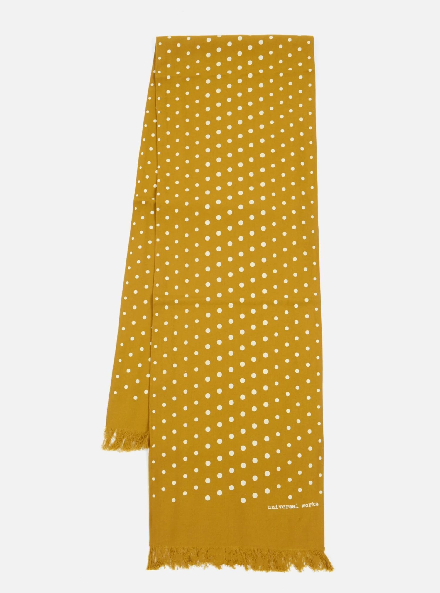 Universal Works Short Scarf In Mustard Dot Print