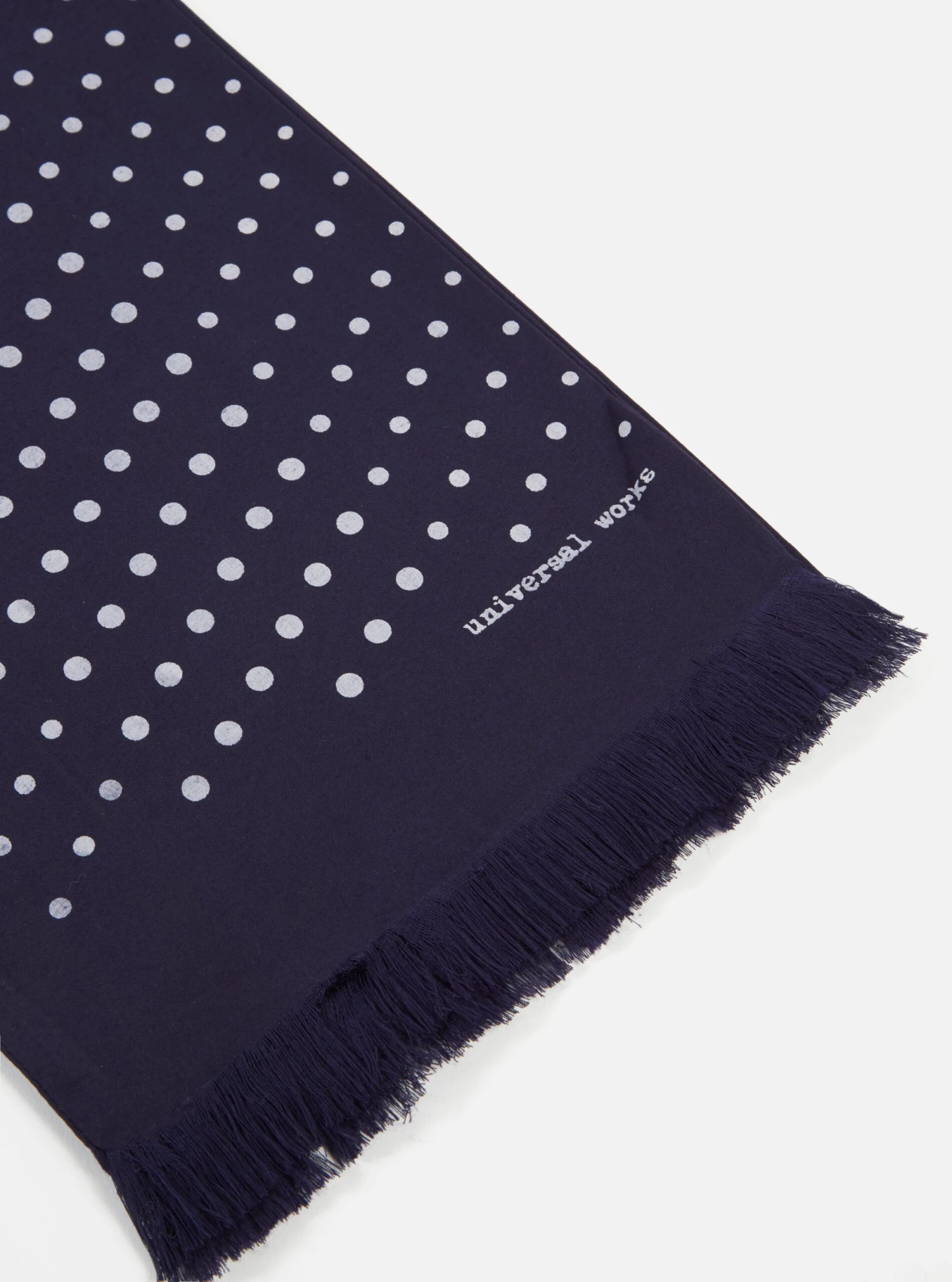 Universal Works Short Scarf In Navy Dot Print - Image 2