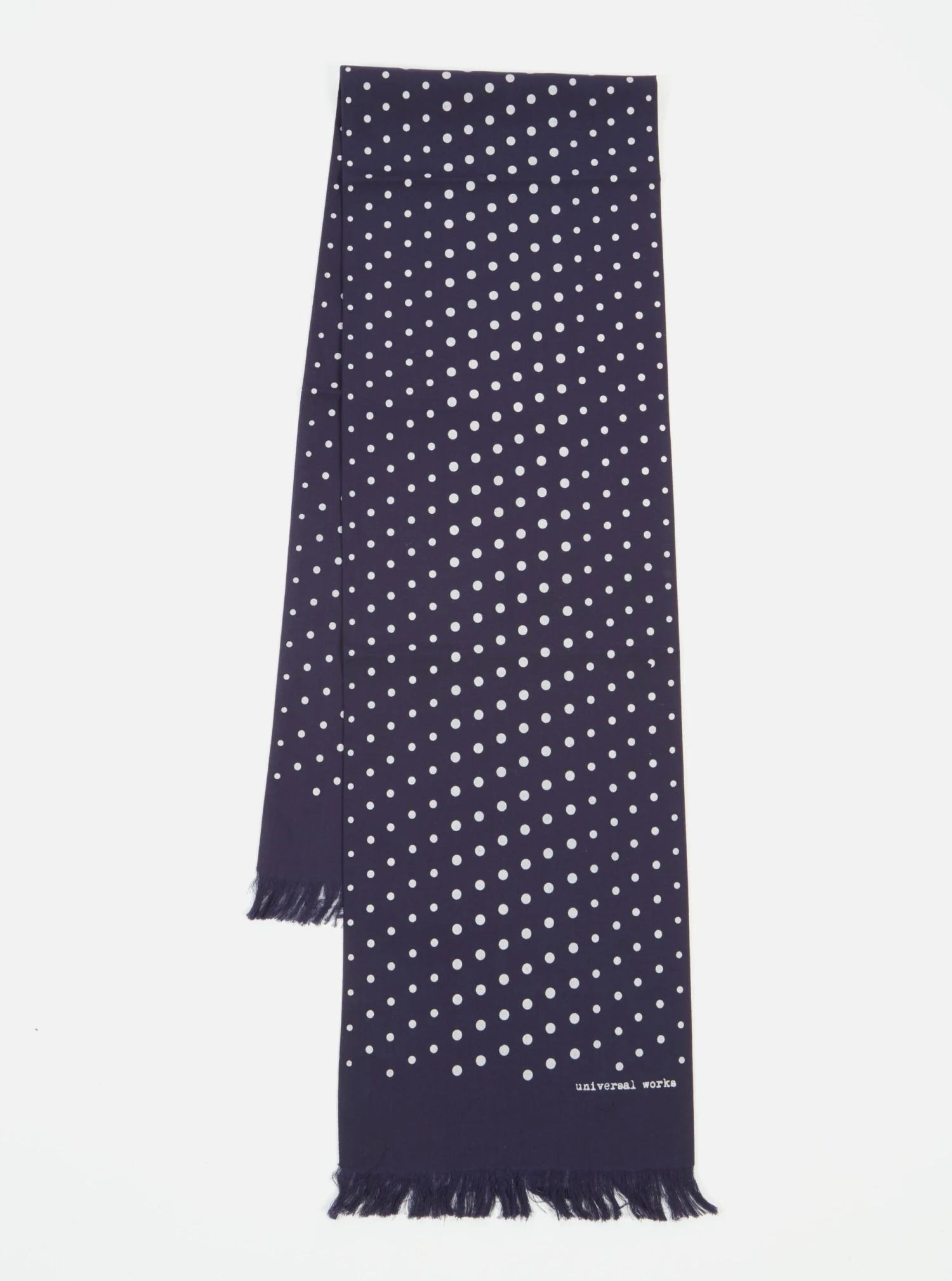 Universal Works Short Scarf In Navy Dot Print