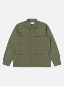 Universal Works MW Fatigue Jacket In Light Olive Twill
