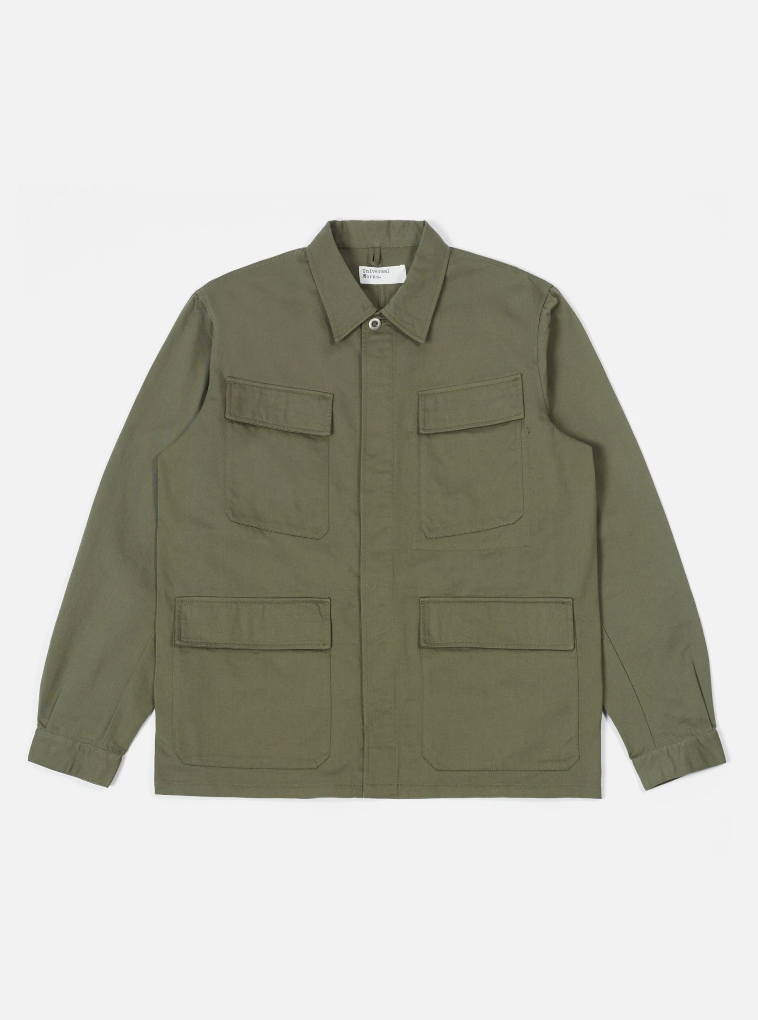 Universal Works MW Fatigue Jacket In Light Olive Twill