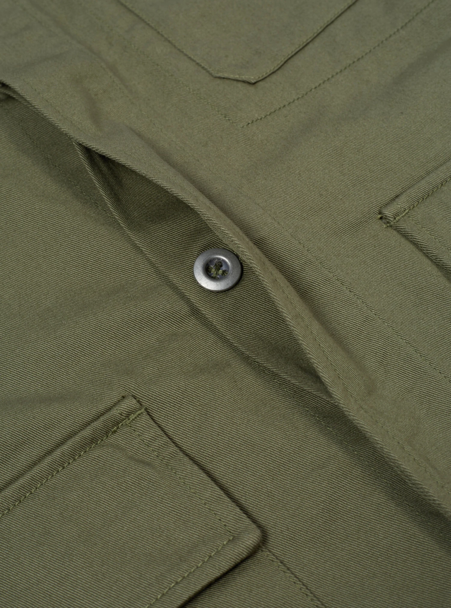 Universal Works MW Fatigue Jacket In Light Olive Twill - Image 4