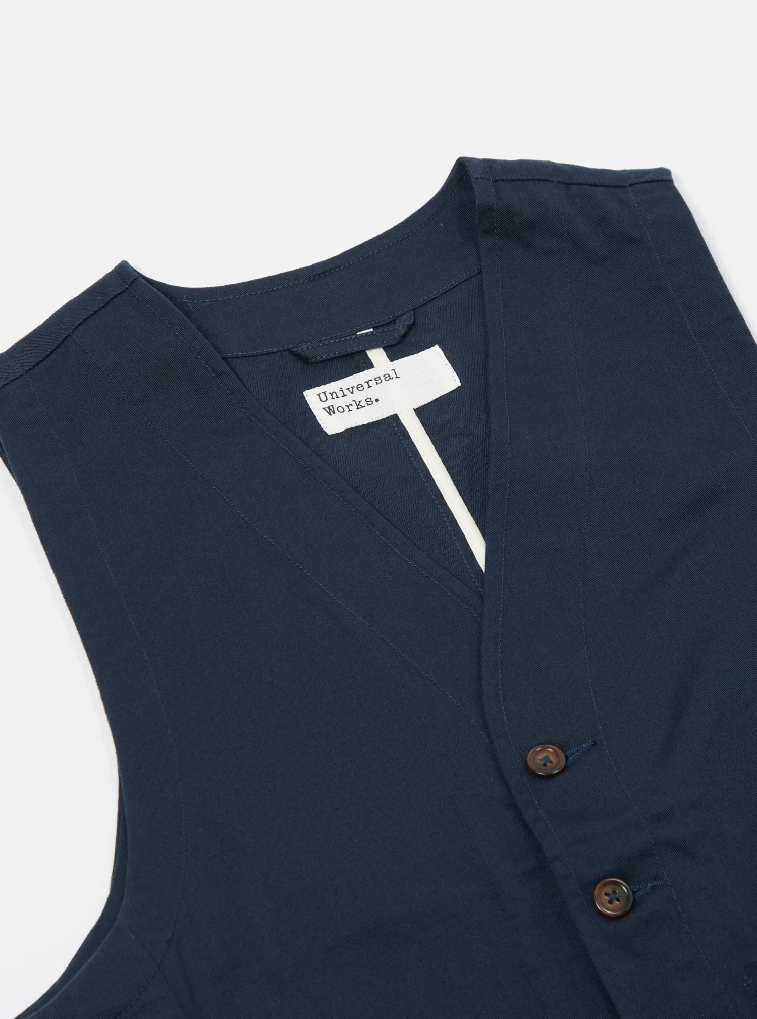 Universal Works Field Waistcoat In Navy Twill - Image 3