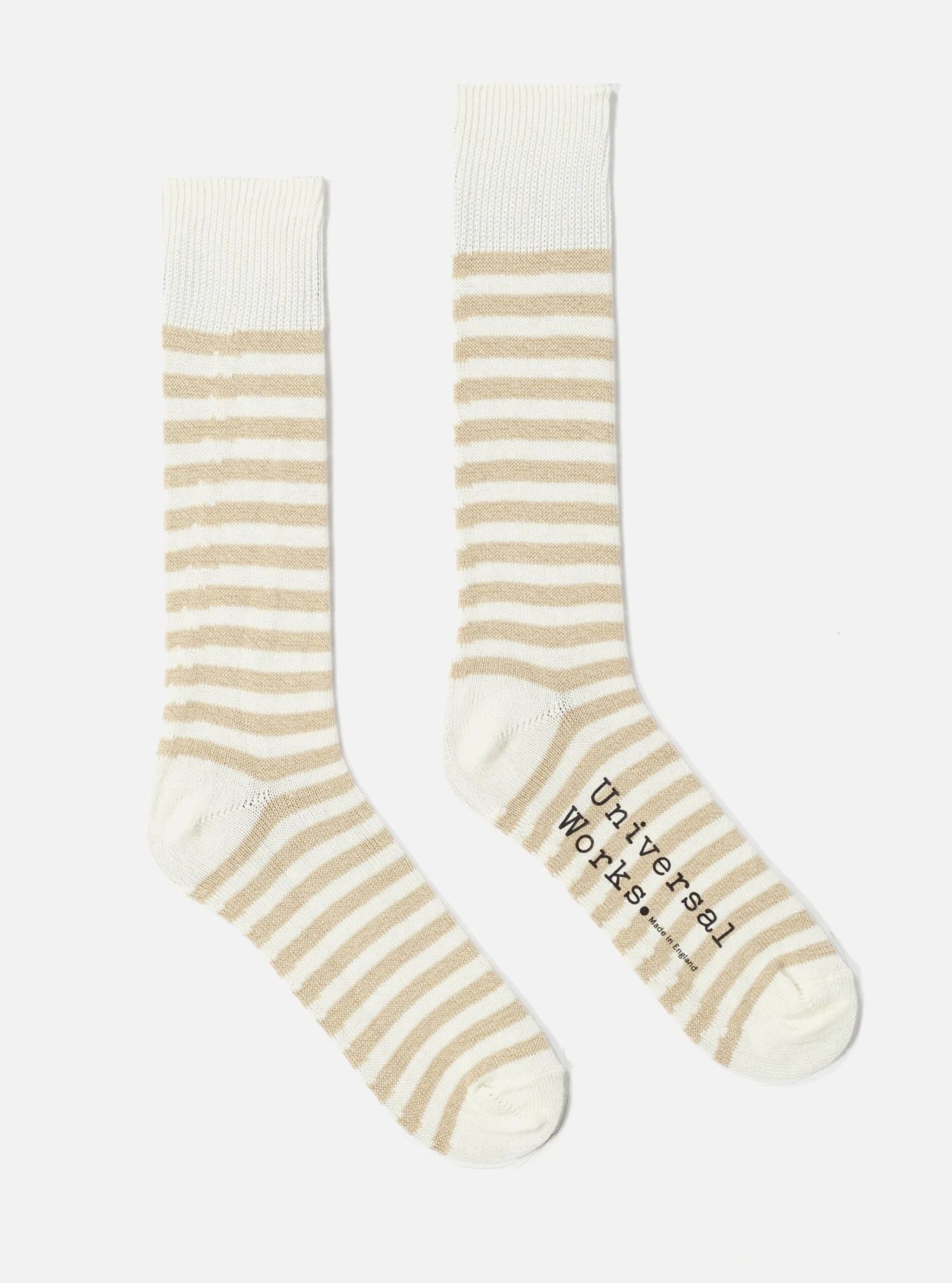 Universal Works Stripe Sock In Ecru Cotton