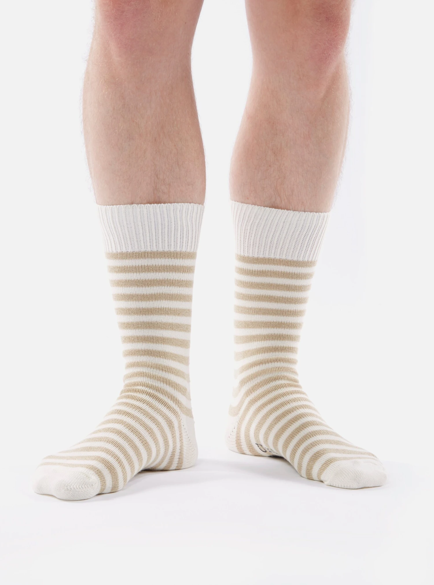Universal Works Stripe Sock In Ecru Cotton - Image 2
