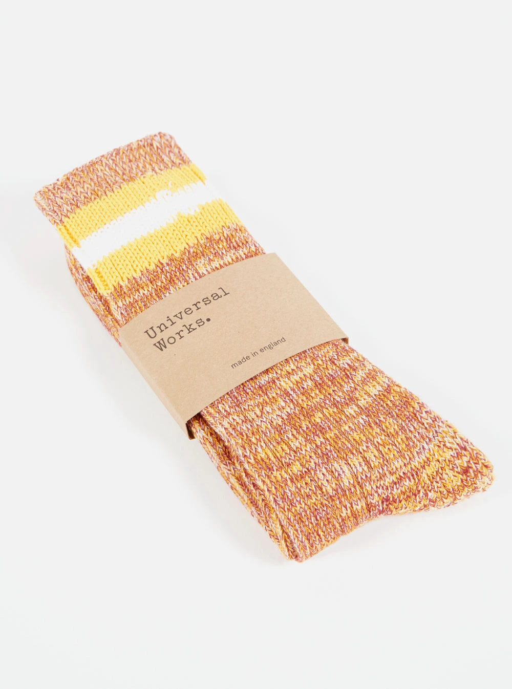 Universal Works Everyday Stripe Sock In Yellow Cotton - Image 7