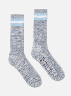 Universal Works Everyday Stripe Sock In Cornish Blue Cotton