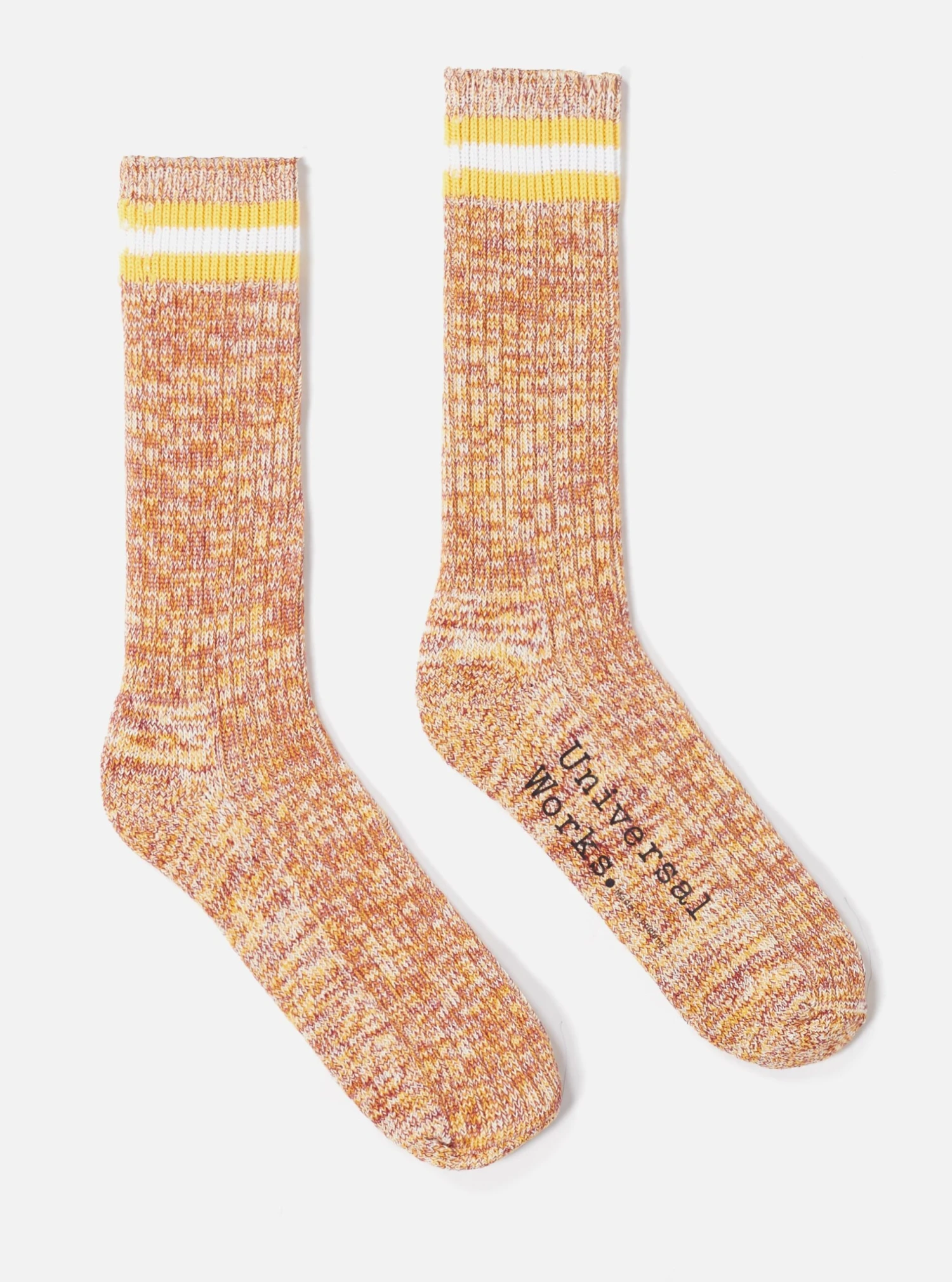 Universal Works Everyday Stripe Sock In Yellow Cotton