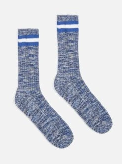 Universal Works Everyday Stripe Sock In Navy Cotton