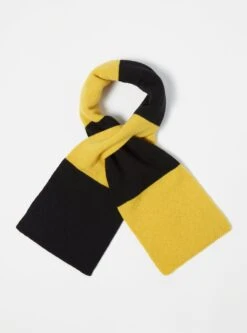 Universal Works Deluxe Football Scarf In Black/Yellow Soft Wool