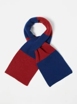 Universal Works Deluxe Football Scarf In Red/Blue Soft Wool