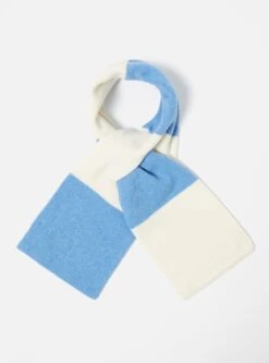 Universal Works Deluxe Football Scarf In Ecru/Sky Soft Wool