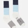 Universal Works Bold Stripe Sock In Navy/Sky Cotton