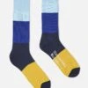 Universal Works Bold Stripe Sock In Sky/Indigo Cotton