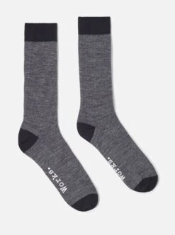 Universal Works Merino Classic Sock In Grey Marl Merino