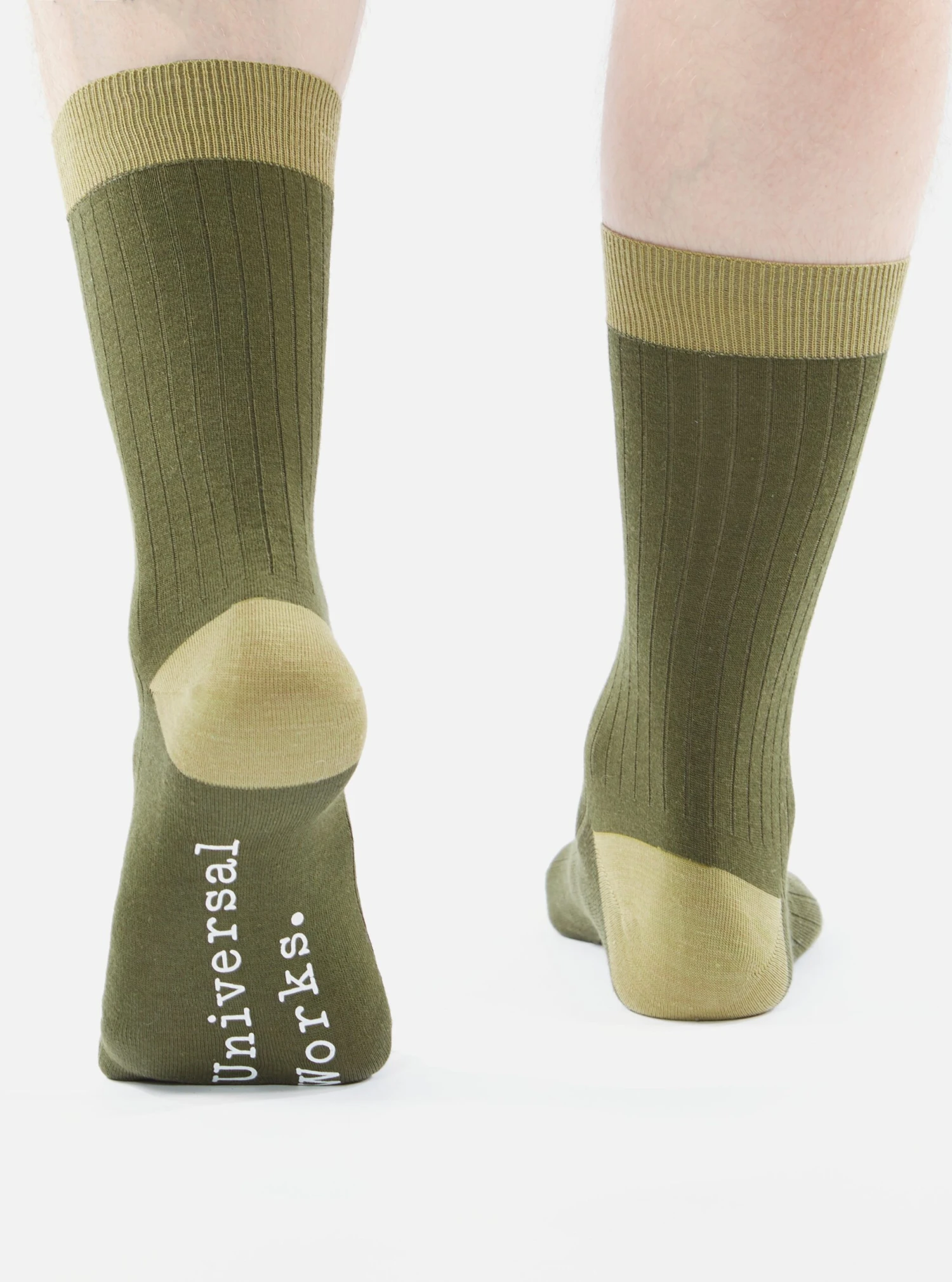 Universal Works Merino Classic Sock In Olive Merino - Image 6