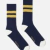 Universal Works Sport Sock In Navy/Yellow Cotton Rib
