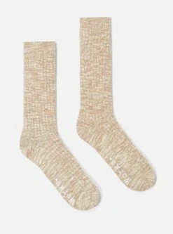 Universal Works Slub Sock In Dark Sand Slub Knit