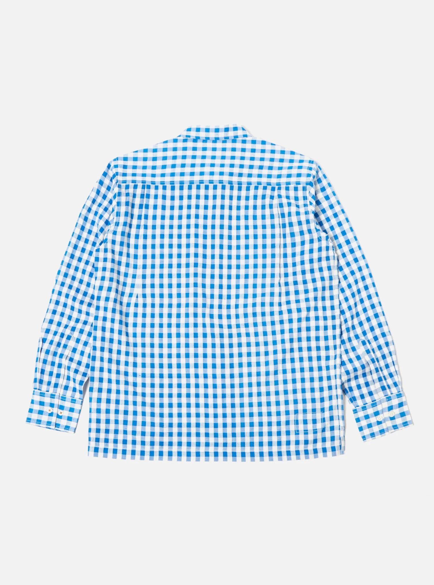 Oi Polloi X Universal Works Treck Shirt In Blue Checked Seersucker - Image 2