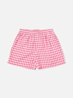 Universal Works Boxer Short In Pink Checked Seersucker