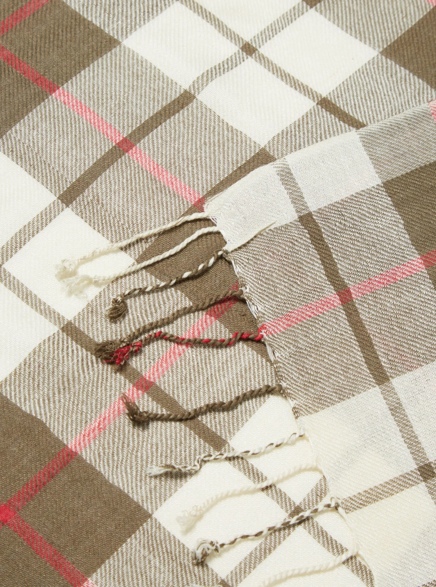 Universal Works Scarf In Mixed Olive Check Rayon - Image 2