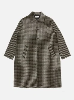 Universal Works Long Swing Overcoat In Olive Cortina Tweed