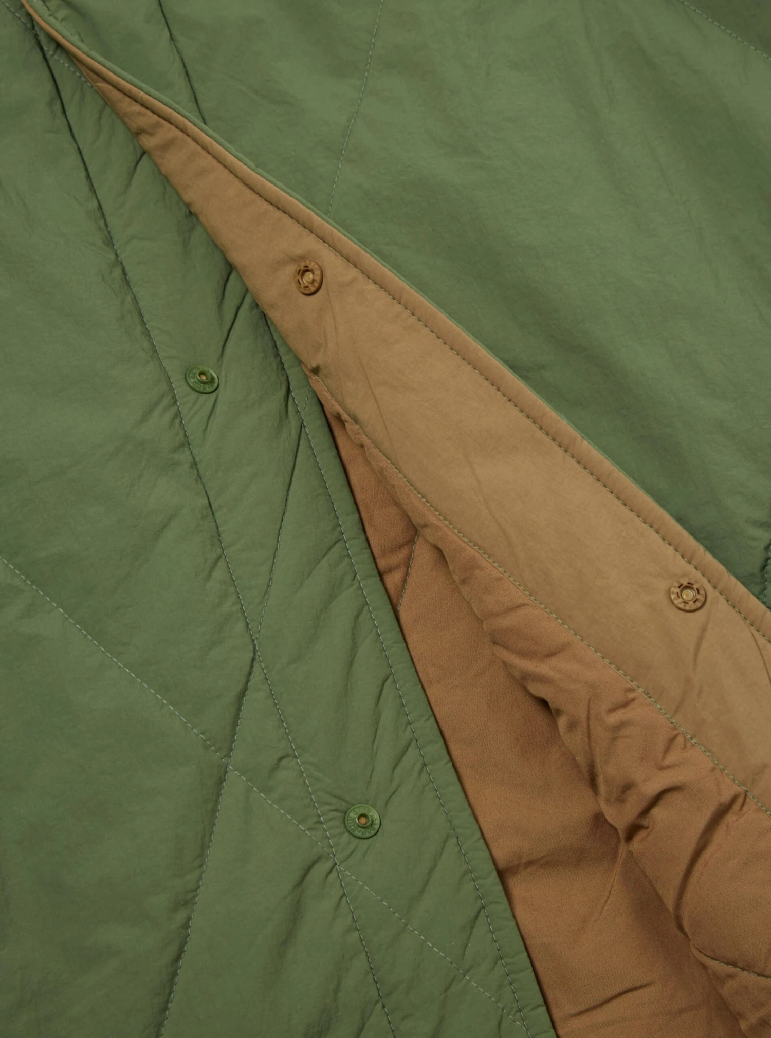 Universal Works Diamond Quilt Parka In Green Recycled Nylon - Image 8