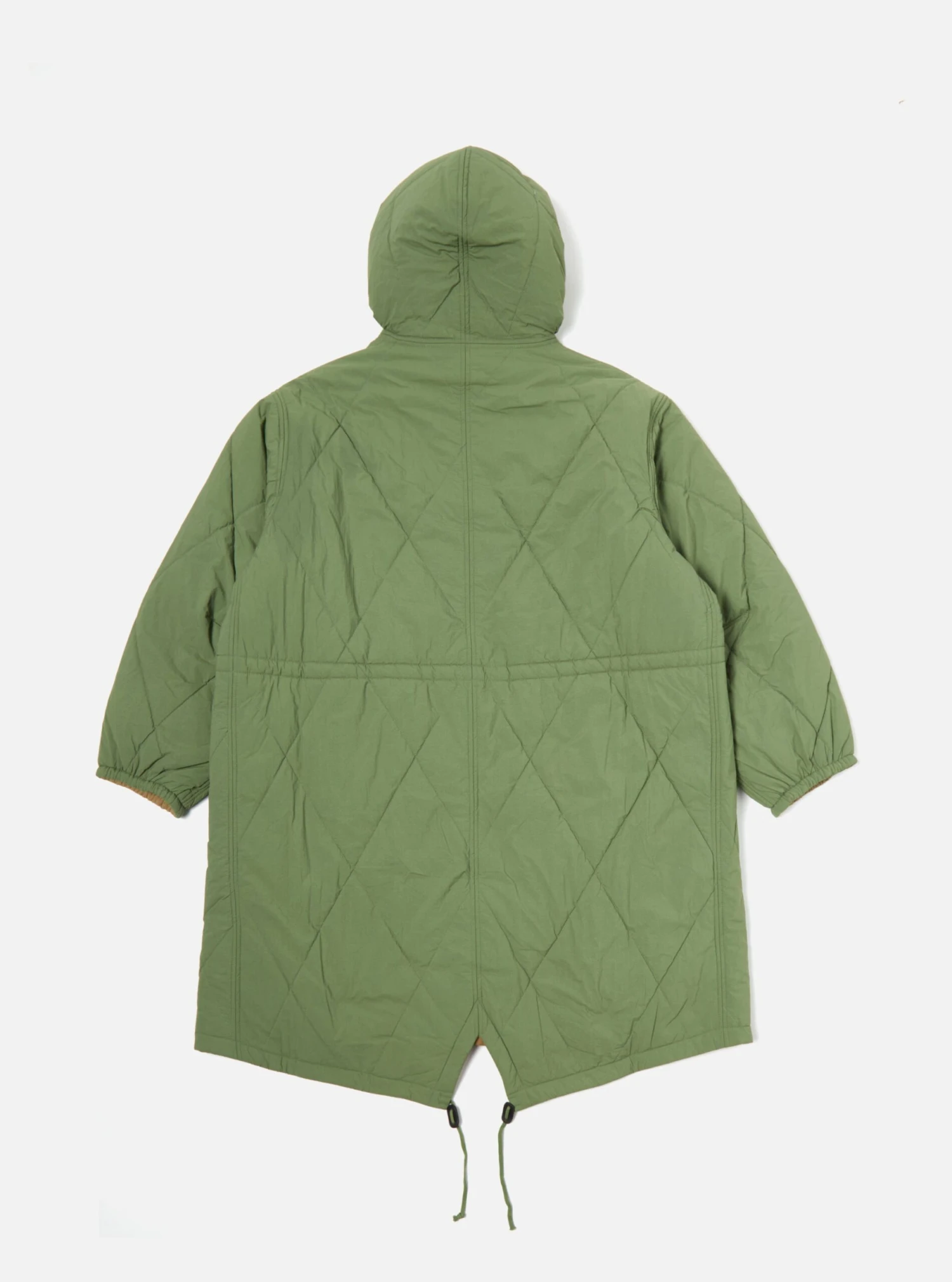 Universal Works Diamond Quilt Parka In Green Recycled Nylon - Image 5