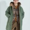 Universal Works Diamond Quilt Parka In Green Recycled Nylon