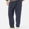 Universal Works Pleated Track Pant In Navy Winter Twill