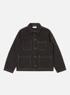 Universal Works Coverall Jacket In Black Twill