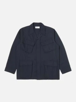 Universal Works Jungle Jacket In Navy Cotton/Nylon Serge