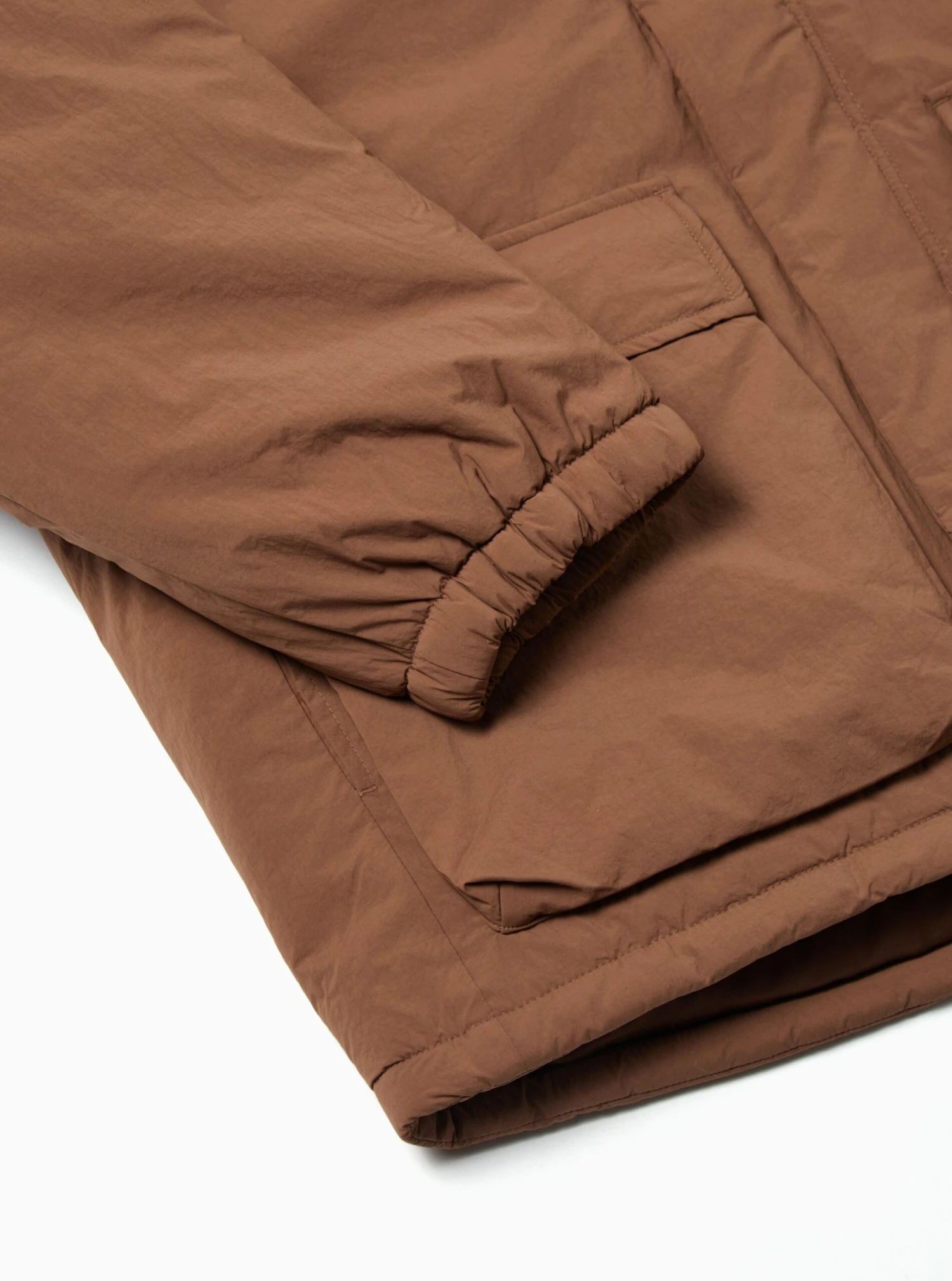 Universal Works Padded Stayout Jacket In Brown Recycled Nylon - Image 4
