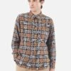 Universal Works Daybrook Shirt In Brown Ikat Twill Check