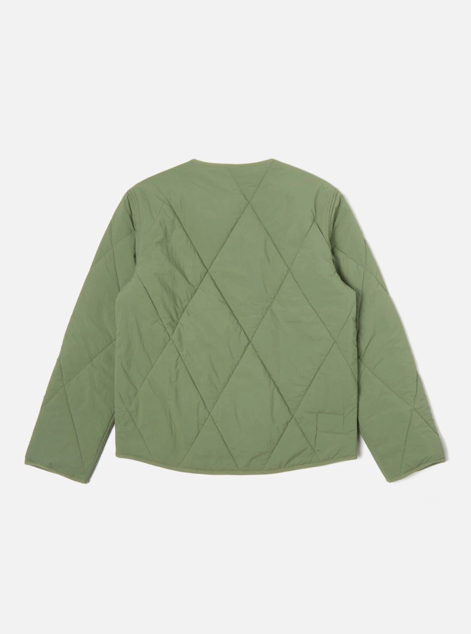Universal Works Reversible Military Liner Jacket In Green/Sand Diamond Quilt Recycled Nylon - Image 4