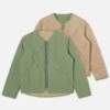 Universal Works Reversible Military Liner Jacket In Green/Sand Diamond Quilt Recycled Nylon