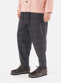 Universal Works Pleated Track Pant In Charcoal Reuse Wool Mix