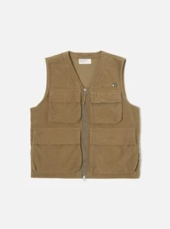 Universal Works Photographers Gilet In Lovat Lightweight Moleskin