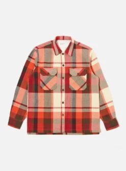 Universal Works L/S Utility Shirt In Red Earth Check