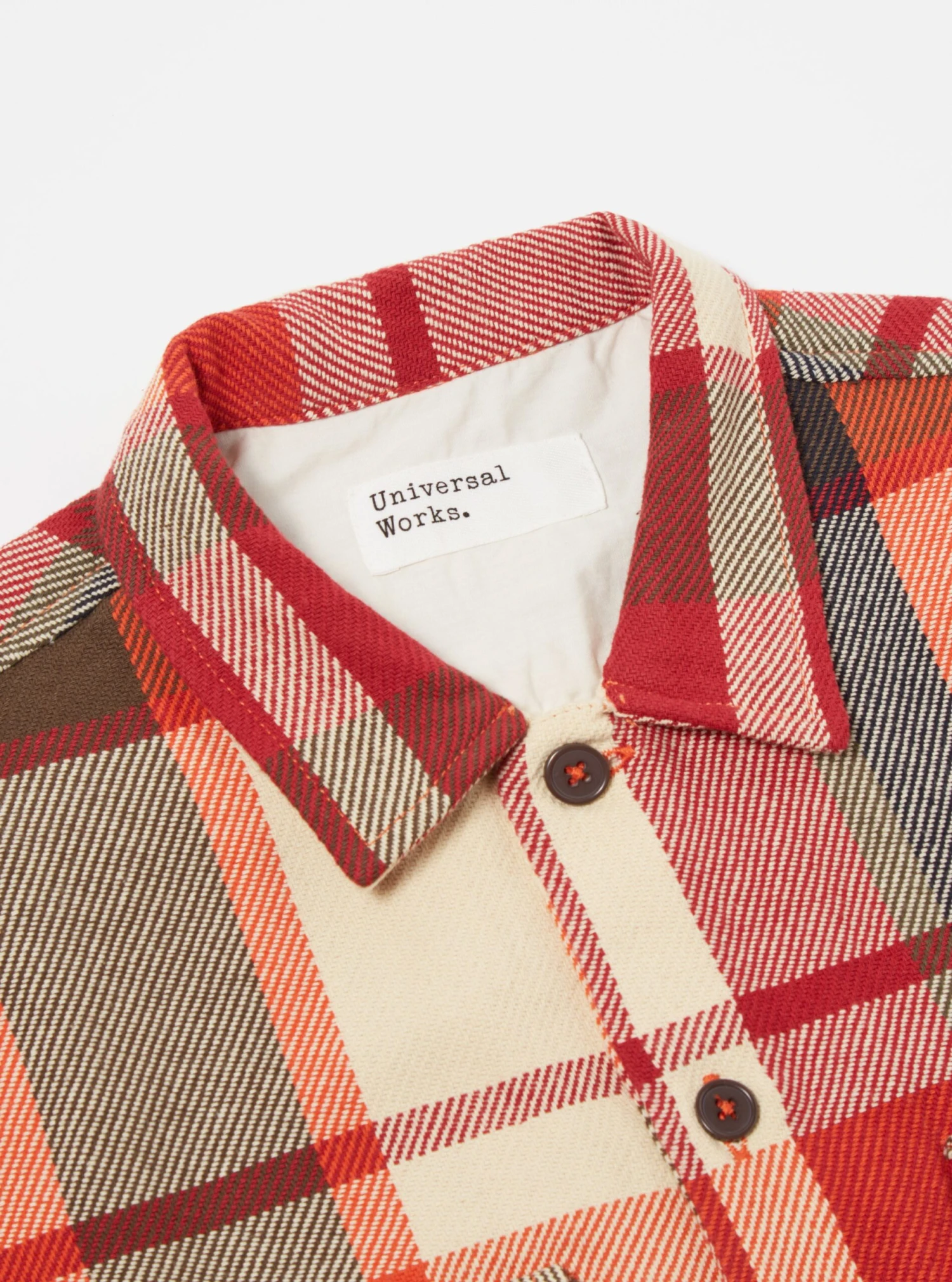 Universal Works L/S Utility Shirt In Red Earth Check - Image 3
