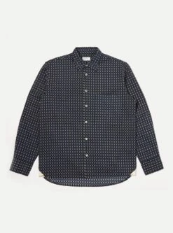 Universal Works Square Pocket Shirt In Navy Nippon Pyjama Print