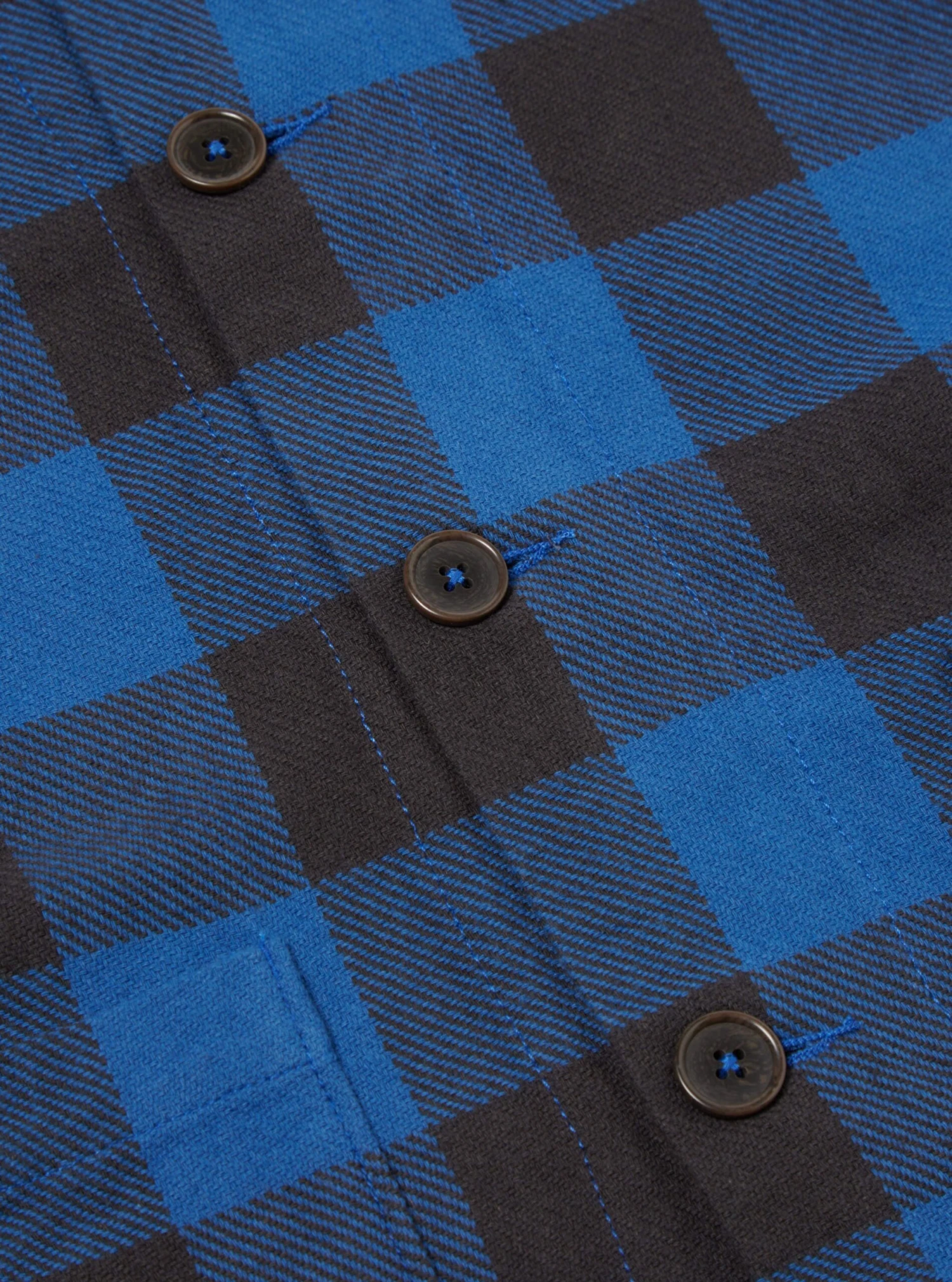 Universal Works Travail Shirt In Navy Winter Gingham - Image 4