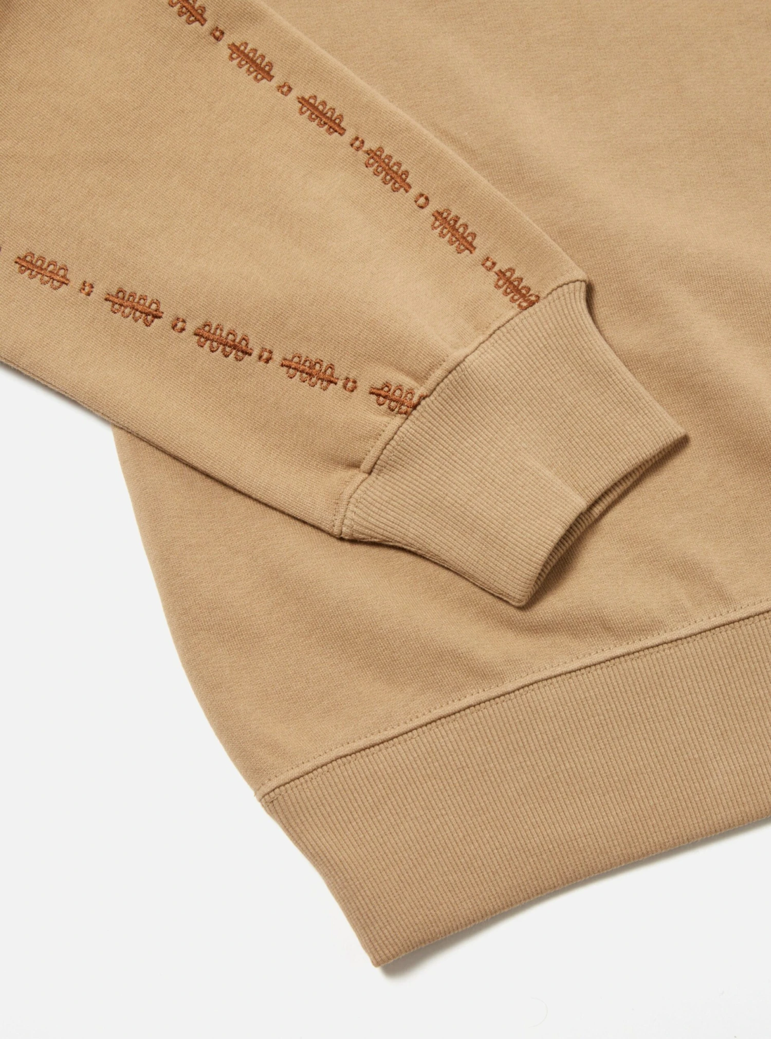 Universal Works Oversized Crew Sweatshirt In Sand Embroidered Brushback - Image 5