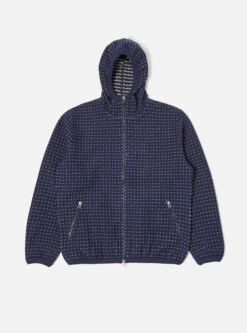 Universal Works Surfer Hoodie In Indigo Shingora Dot