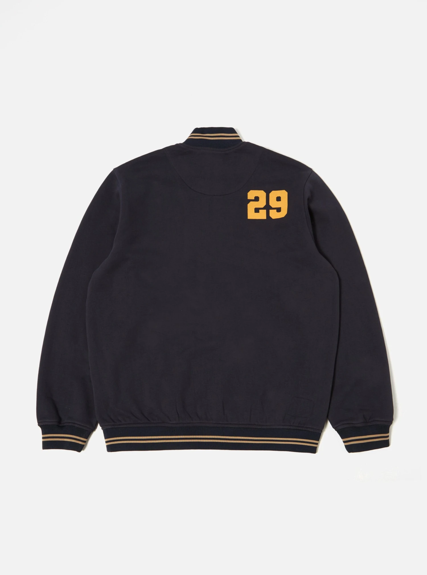 Universal Works Vale Half Zip In Navy Brushback Sweat PL&S - Image 2