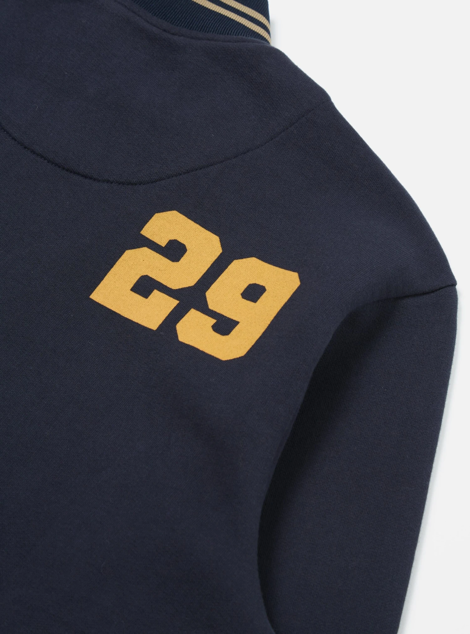 Universal Works Vale Half Zip In Navy Brushback Sweat PL&S - Image 5