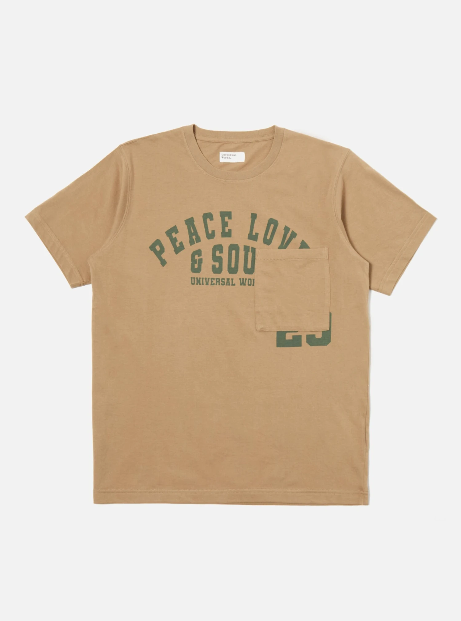 Universal Works Print Pocket Tee In Sand Single Jersey PL&S