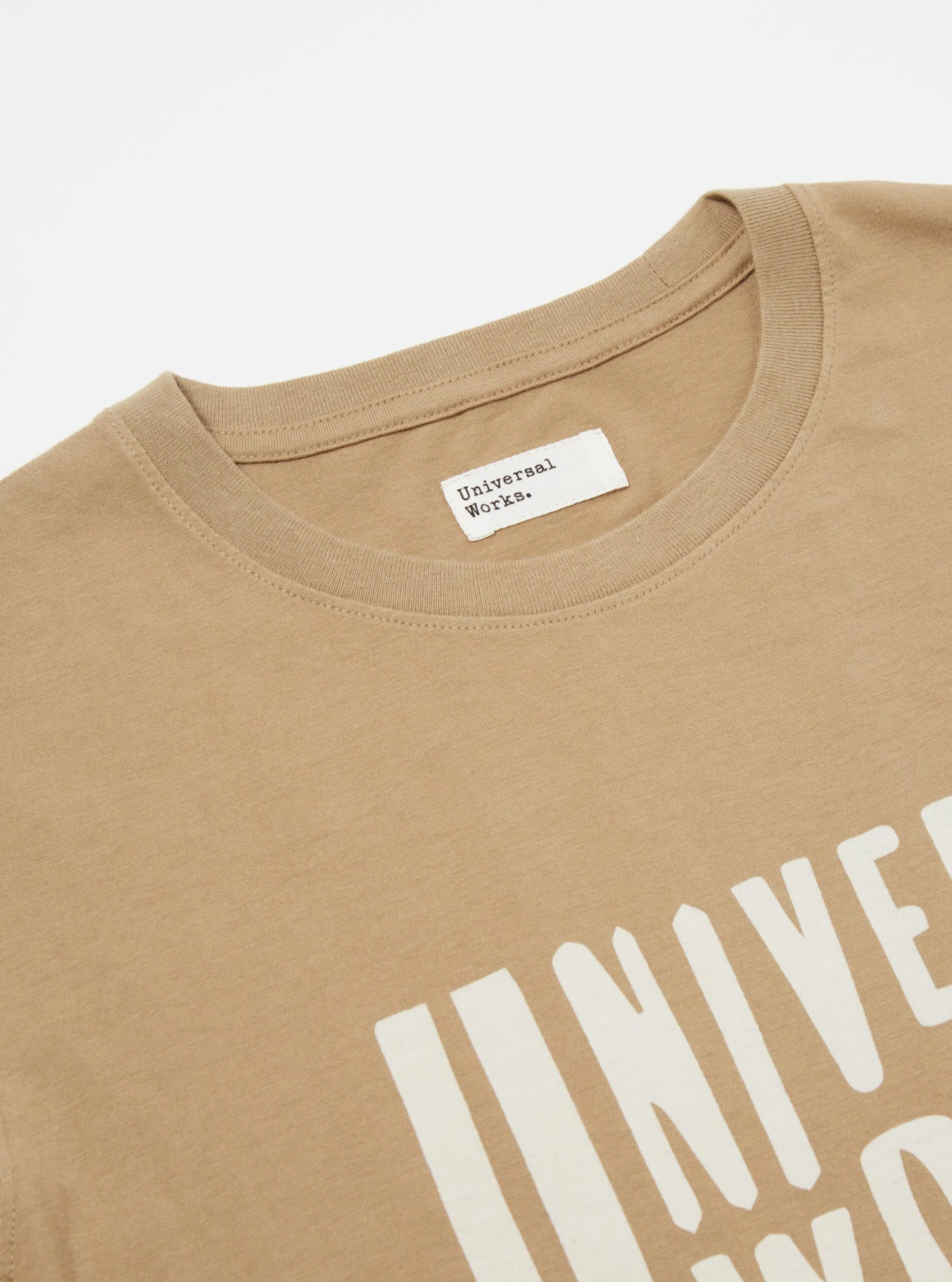 Universal Works Mystery Train Print Tee In Sand Single Jersey - Image 4